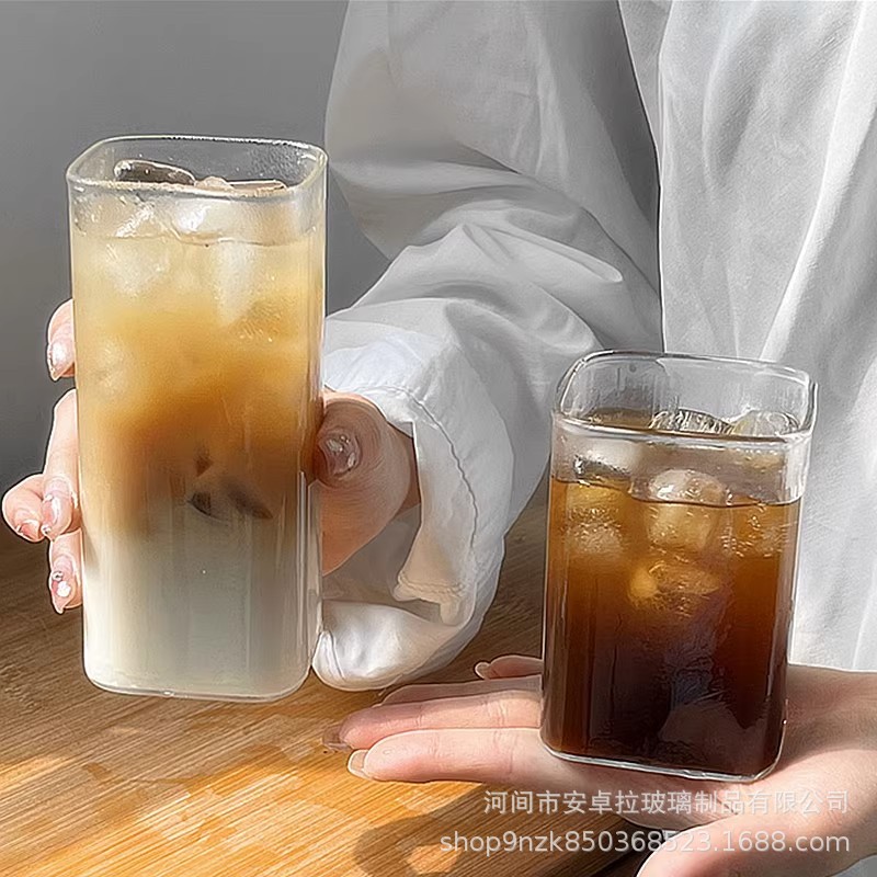Customized cross-border lightweight square cups, simple cocktail juice cups, ins Nordic popular cold drink cups and coffee cups Application Scenario