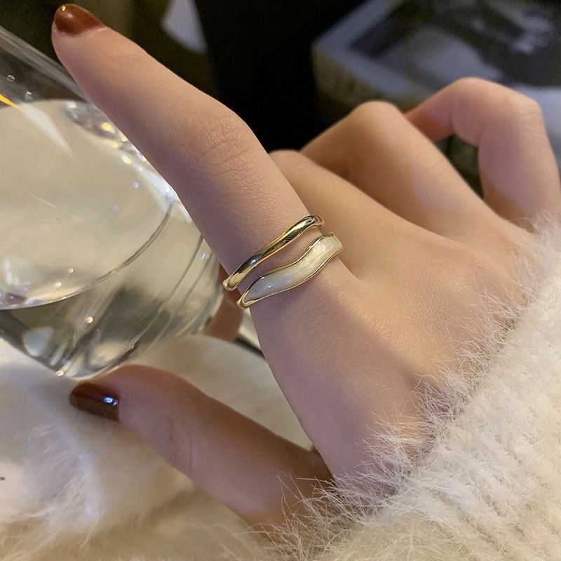 Glazed double-layer ring in ins, a niche and high-end style index finger ring for women, a fashionable, light luxury, simple and individual ring with a cold style Specification drawing