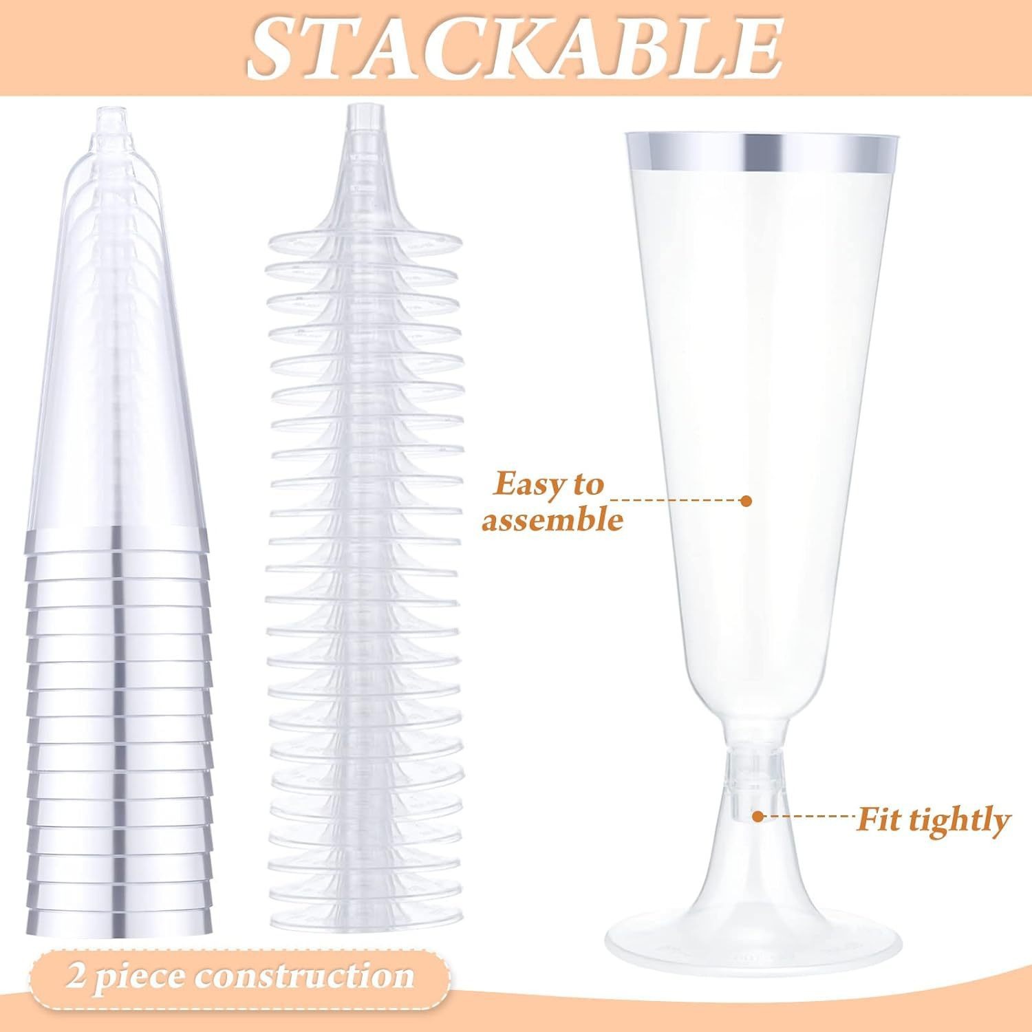 Wholesale 150ML disposable plastic champagne glasses, transparent cocktail glasses, portable picnic and party tall wine glasses details Picture