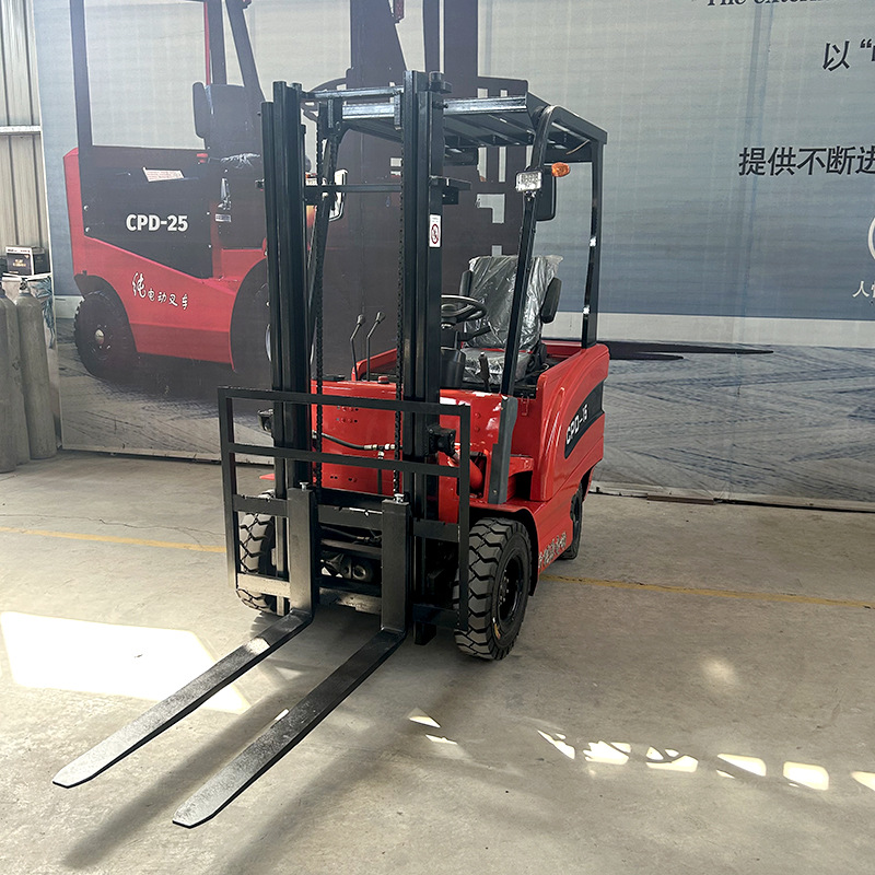 2-ton electric forklift with a lifting seat, 1-ton warehouse pallet stacker, and a small forklift for handling and loading Application Scenario