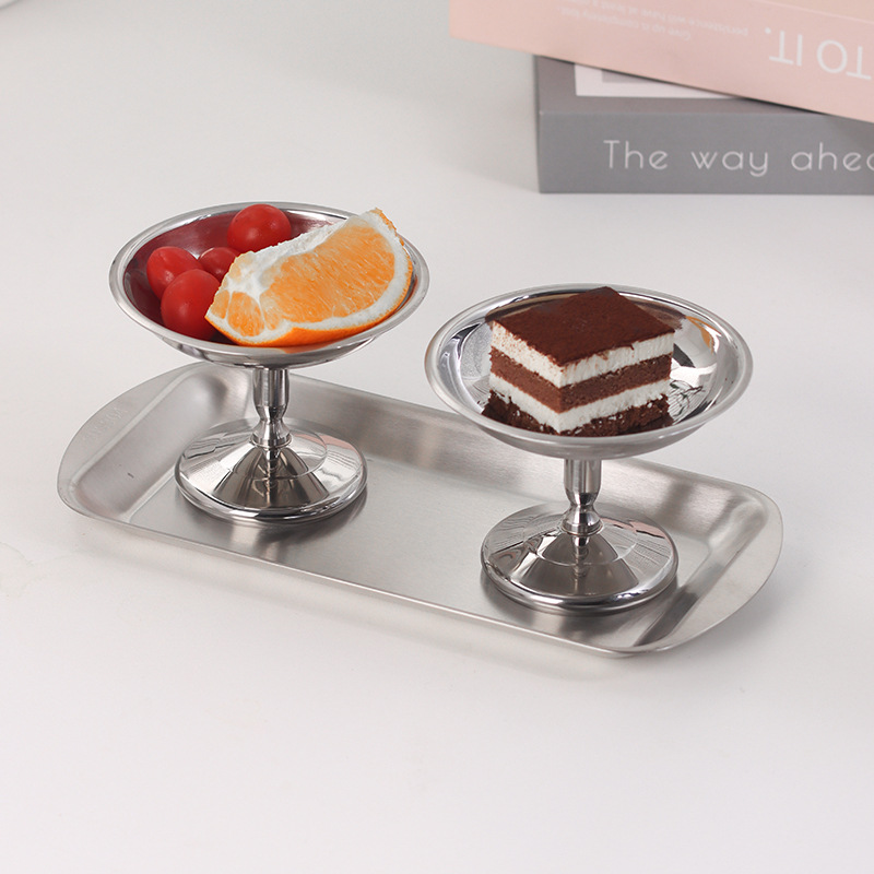 Wholesale of light luxury household cake, tea, snack and ice cream cups, stainless steel pudding cups and living room dessert cups full figure
