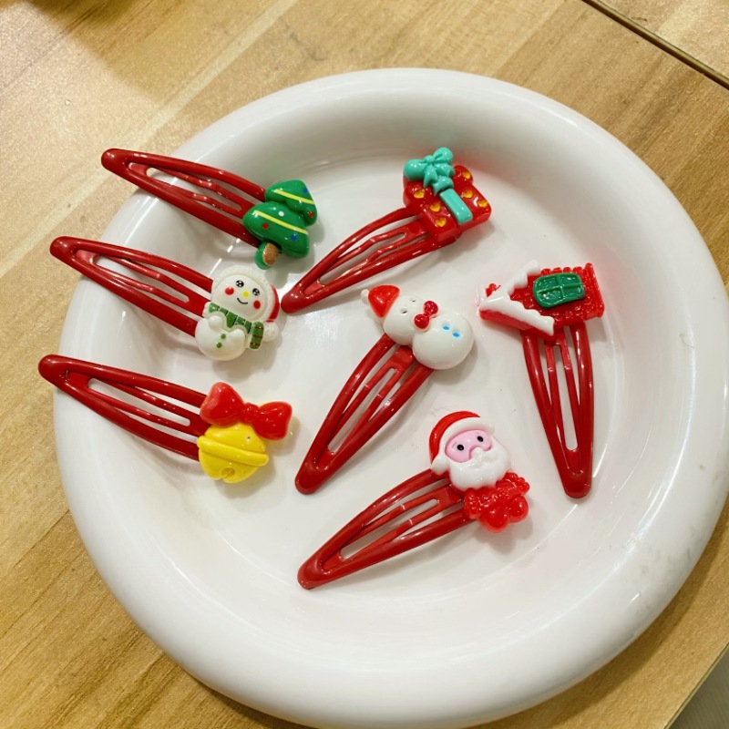 New Year Christmas hairpin, red water drop BB clip, fringe clip, broken hair clip, Santa snowman hairpin headwear details Picture