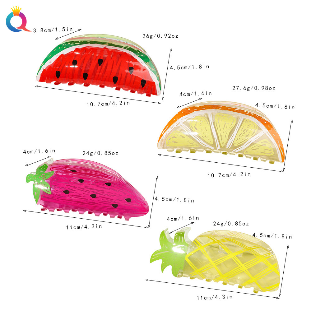Qiyue acrylic hair clips, hand-painted graffiti, fruit grabbers, high-end updo, shark clips, hair accessories and headwear wholesale Application Scenario