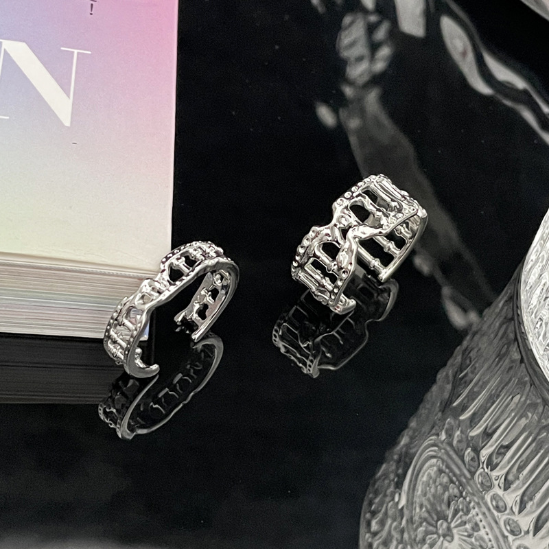 Niche couple rings for women, adjustable irregular texture, fashionable and individual index finger rings, cold style, simple and versatile, trendy Specification drawing