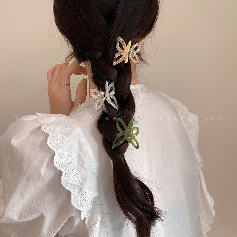 Butterfly semi-tied hair clip headwear for women 2025 New high-end style hair clip at the back of the head shark clip hair accessory Specification drawing