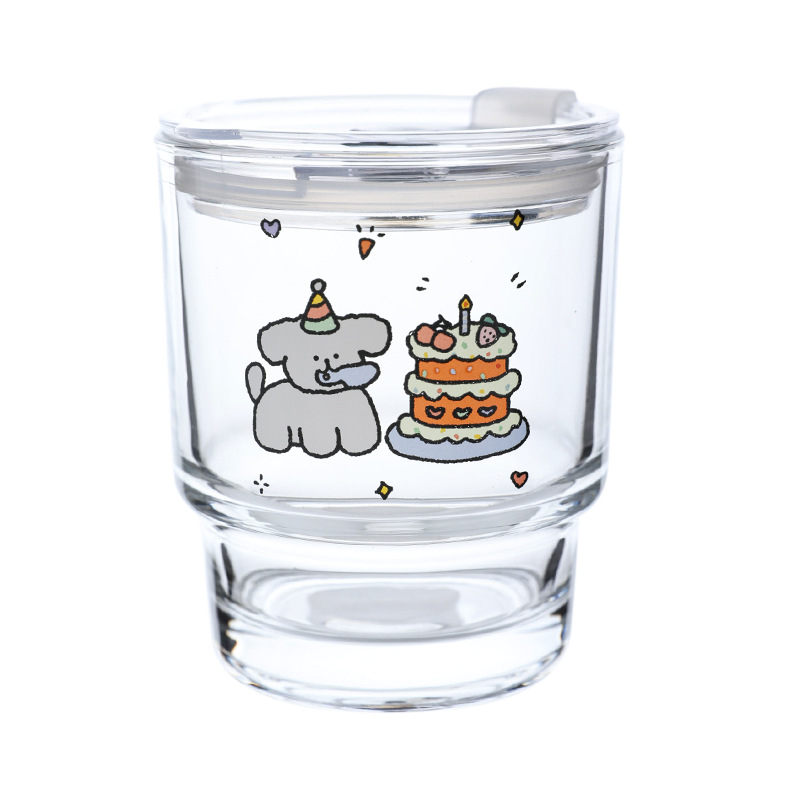 Wholesale of Boli American, Japanese and Korean ins glass straw cupcakes, dog water cups, student drinking cups and glass cups Item Picture