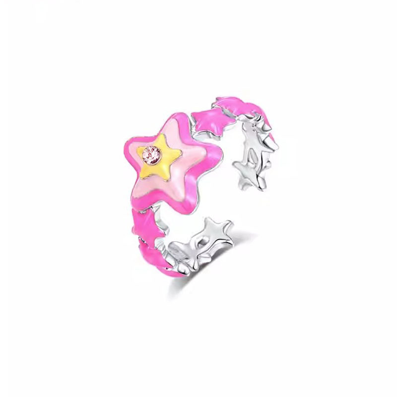 Sweet and cool style pink drip glaze open ring for women, y2k dopamine ring, niche design, individual and fashionable index finger ring Application Scenario