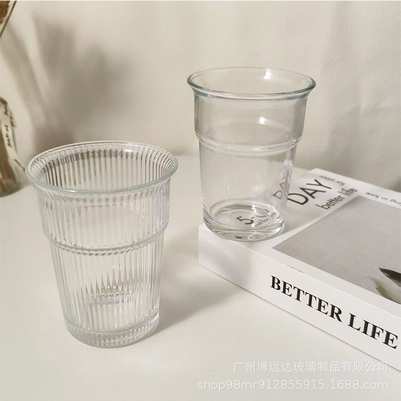 Reverse transparent glass cup, high school girls' appearance level water cup, large capacity summer cold drink cup, iced Americano latte coffee cup full figure