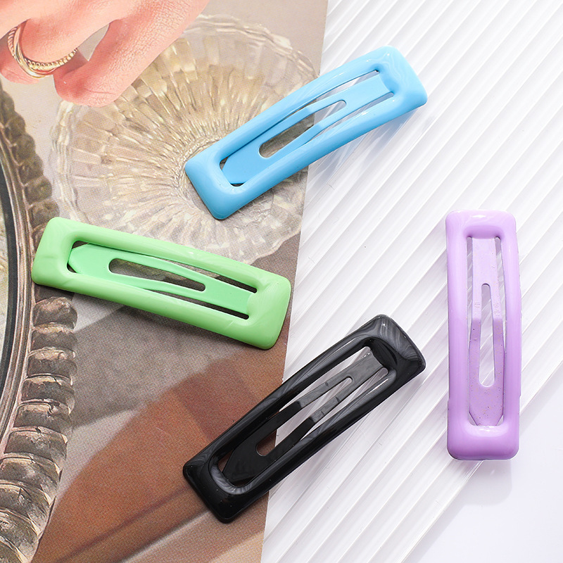 Oil-dripping square BB clips, Korean-style colorful children's hair clips, cream glue DIY hair clips, wholesale hair accessories, hair clip clips Application Scenario
