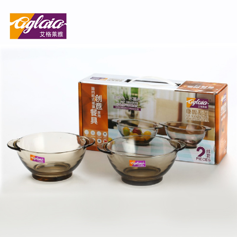 Jingjia double-ear tempered glass pot bowl, heat-resistant glass dinner plate and soup bowl, Kangfu series tableware gift set details Picture
