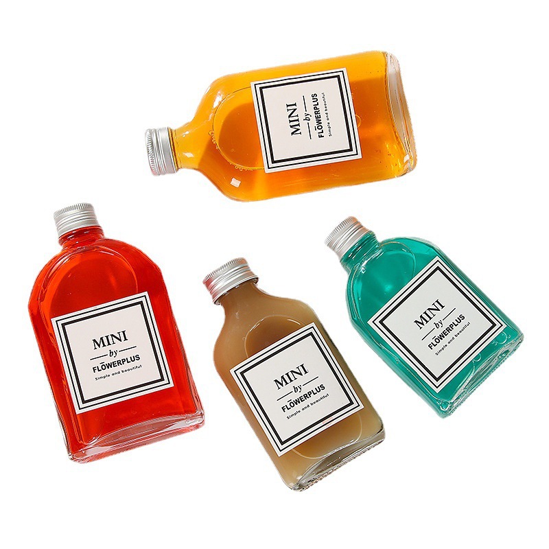 2 small wine bottles, fruit wine bottles, coffee beverage bottles, creative juice and white wine glass bottles, transparent takeout beverage bottles Item Picture