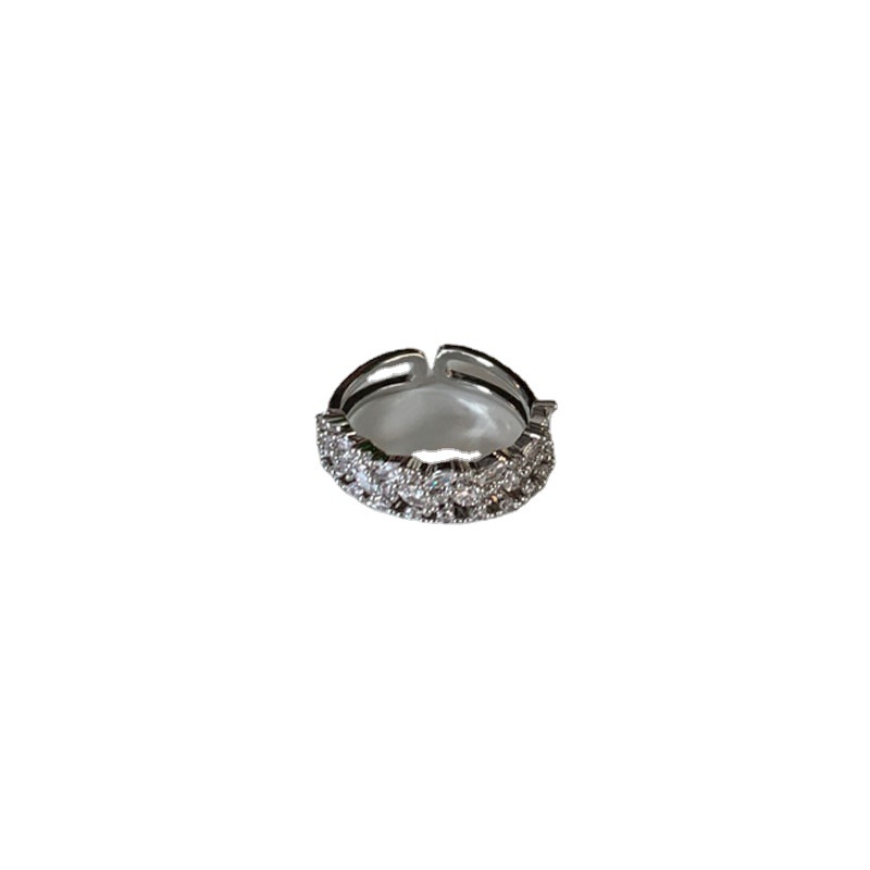 A light luxury full-diamond zircon open ring for women on Instagram, with a cold style, high-end feel, and a unique, niche and exquisite girl-eating ring Item Picture