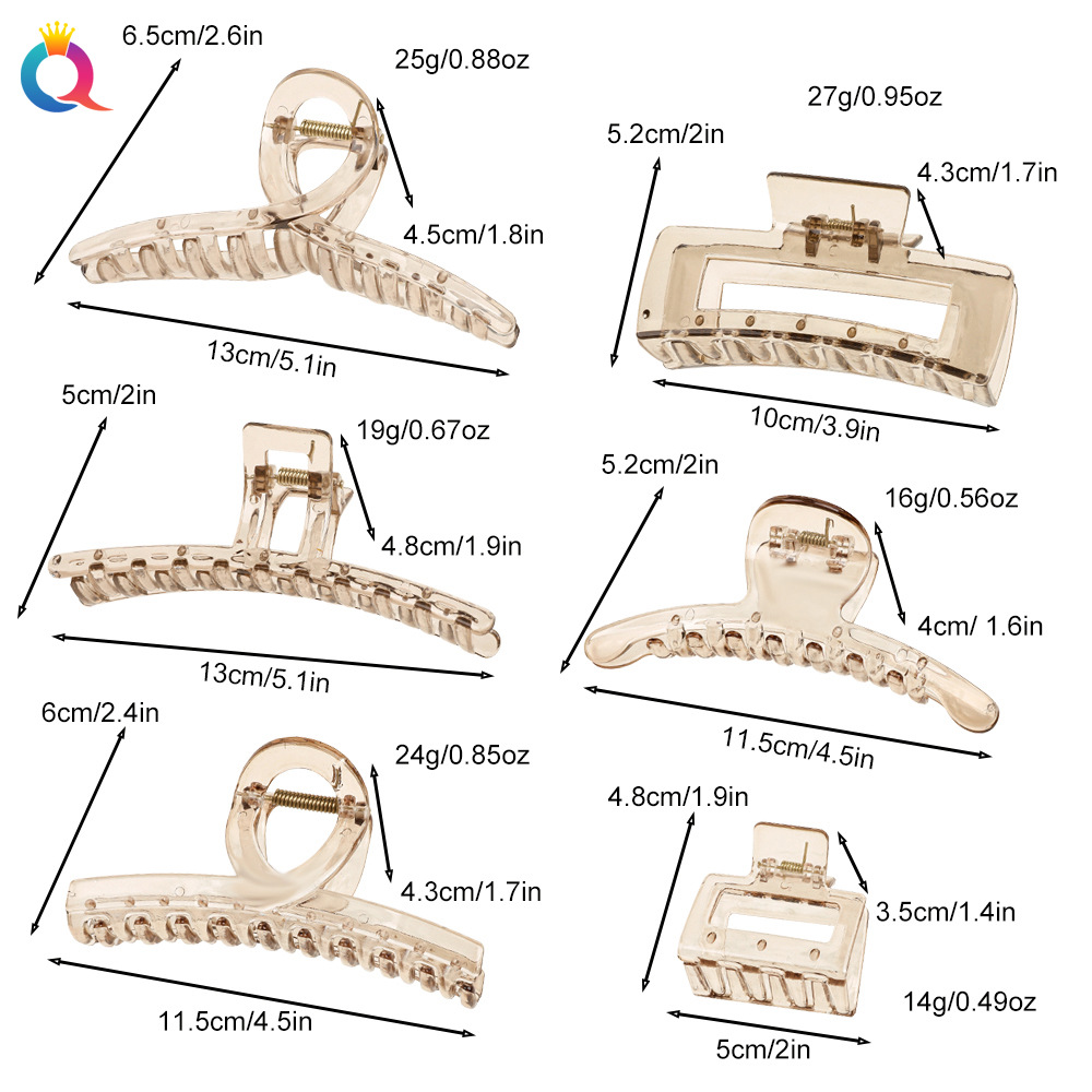 Qiyue's simple and high-end tea-colored gripper, elegant hair volume, multi-head gripper, hair clip, shark clip, hair accessory wholesale Application Scenario