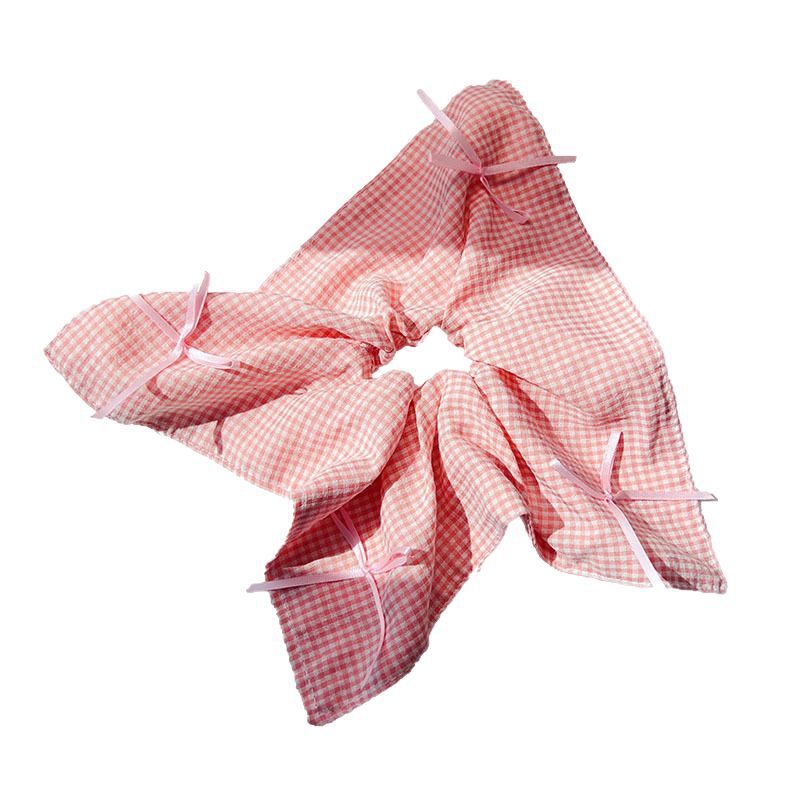 Sweet and cute checkered bow large intestine hair band, niche design sense, elegant Korean-style ponytail leather band, versatile hair tie Item Picture