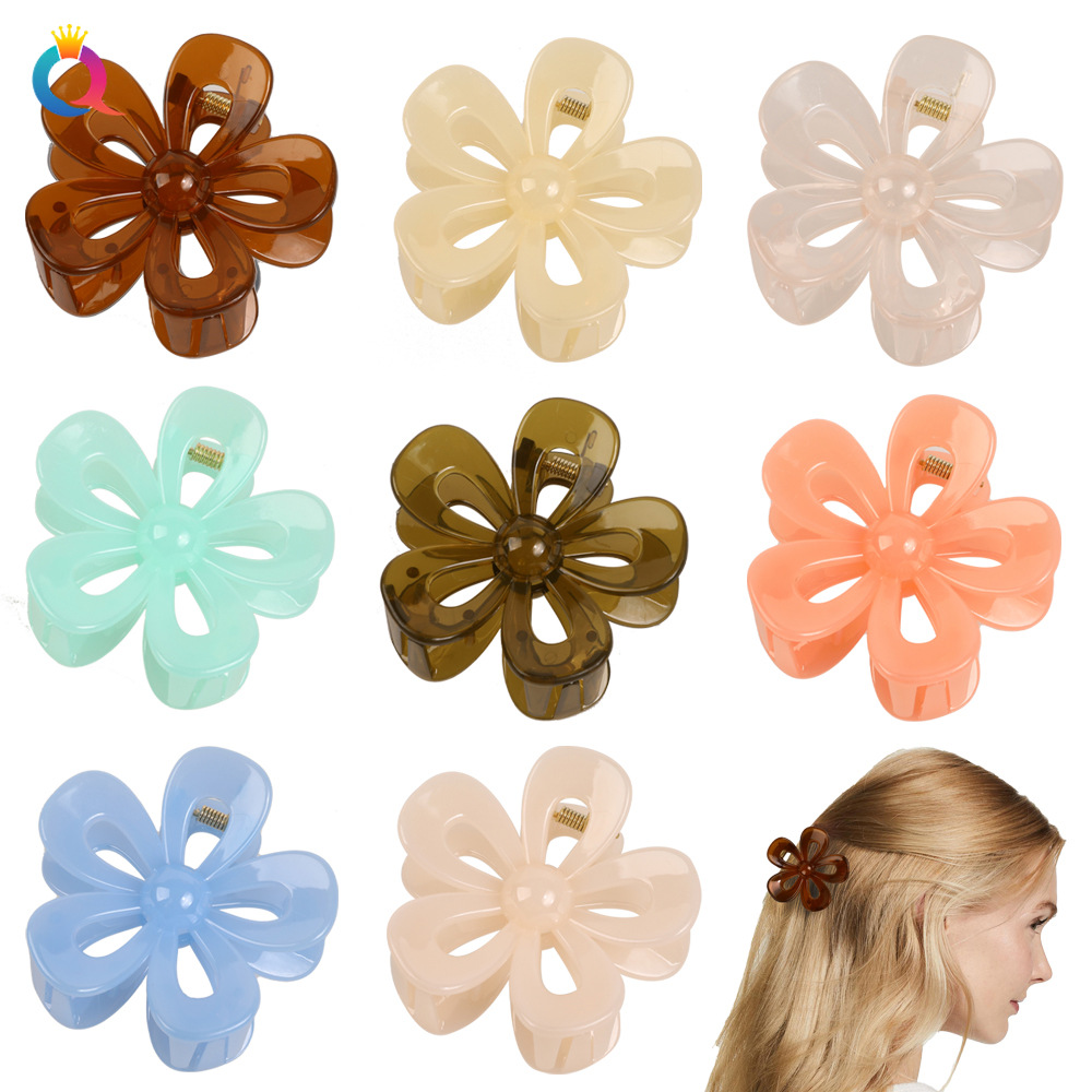 Qiyue Cross-border Amazon Hair clips, jelly, flower grabbers, matte curls, shark clips, hair grabbers, hair accessories wholesale Specification drawing