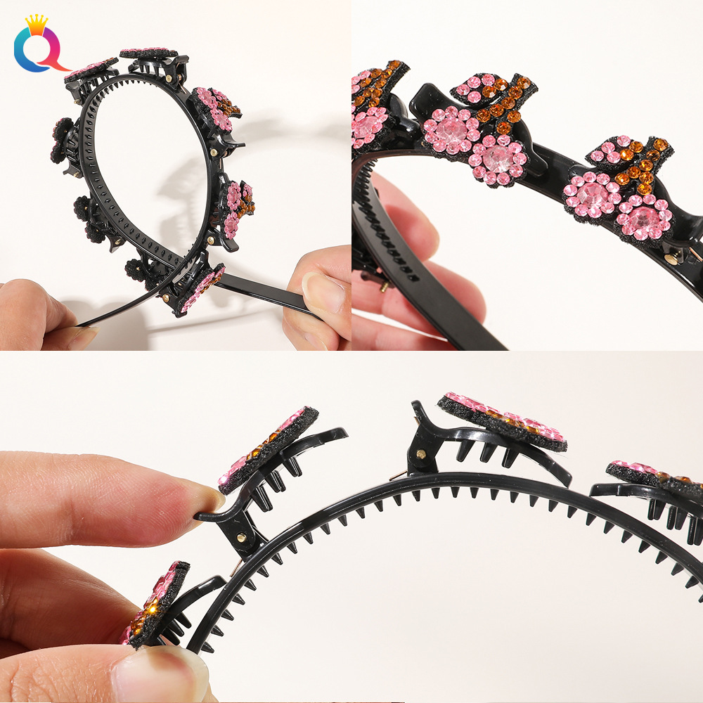 Qiyue Cross-border Women's braided hair clips, braided hair bands, hair breaking tools, side clips, bangs clips, headbands wholesale Application Scenario