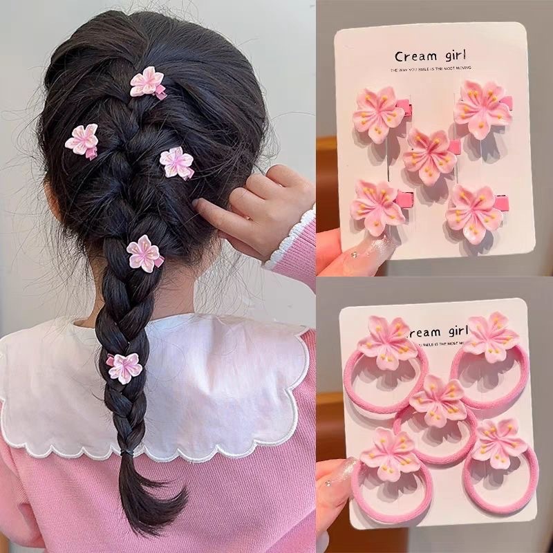 Pink cherry blossom hair clips, cute little hair clips for children and babies, flower clips, hair accessories, side bangs clips, broken hair clips, hair clips details Picture