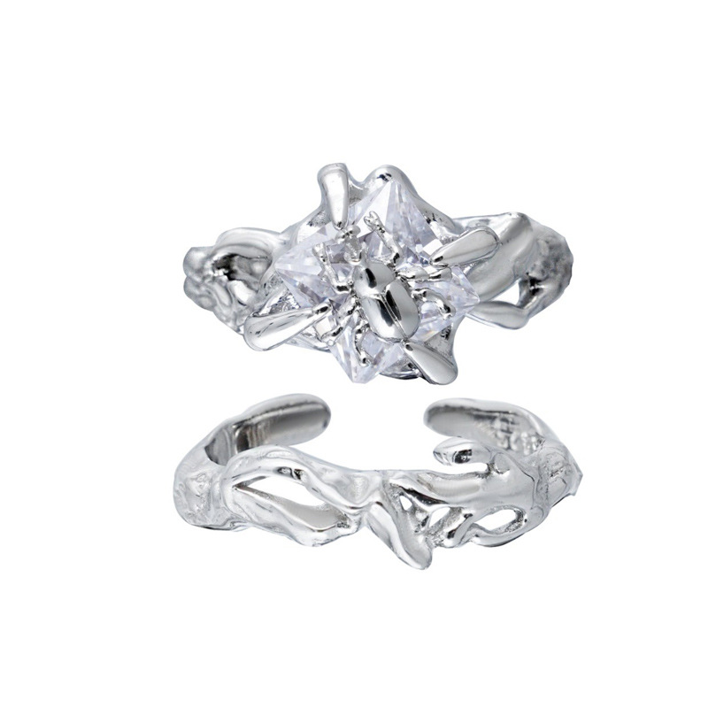 ins cold style irregular pleated personality open ring, women's light luxury high-end couple ring, exquisite ring Item Picture