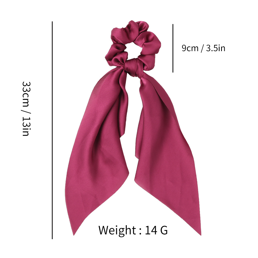 Qiyue's new European and American knotted ribbon satin large intestine circle monochromatic silky smooth square scarf hair tie for women's ponytail Specification drawing