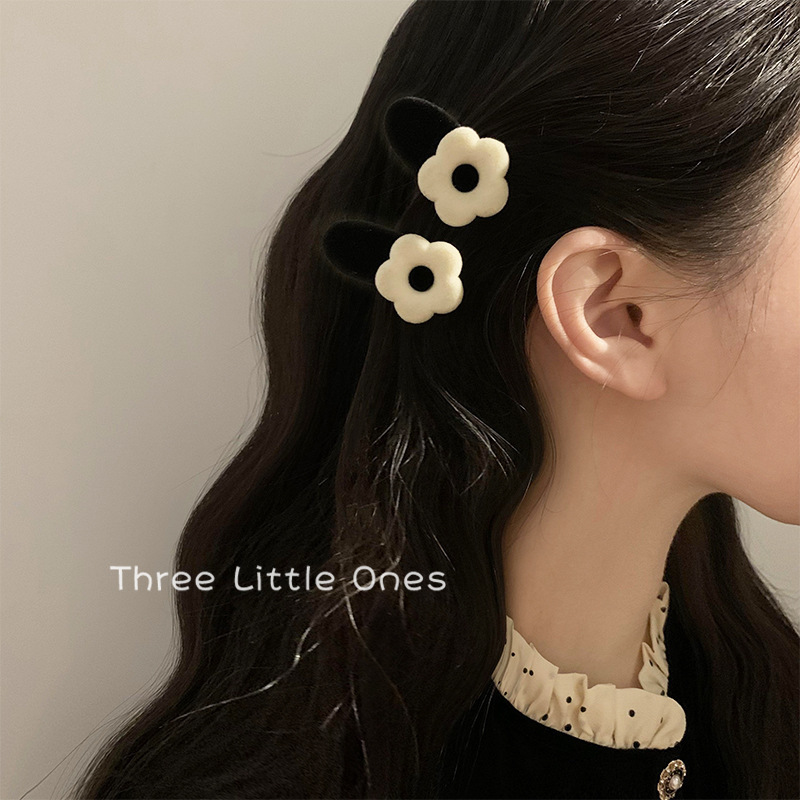2025 Manor Wine Red Velvet Flower Hair Clip, Korean retro hair accessory for Women, high-end bangs clip, side clip hair clip Specification drawing