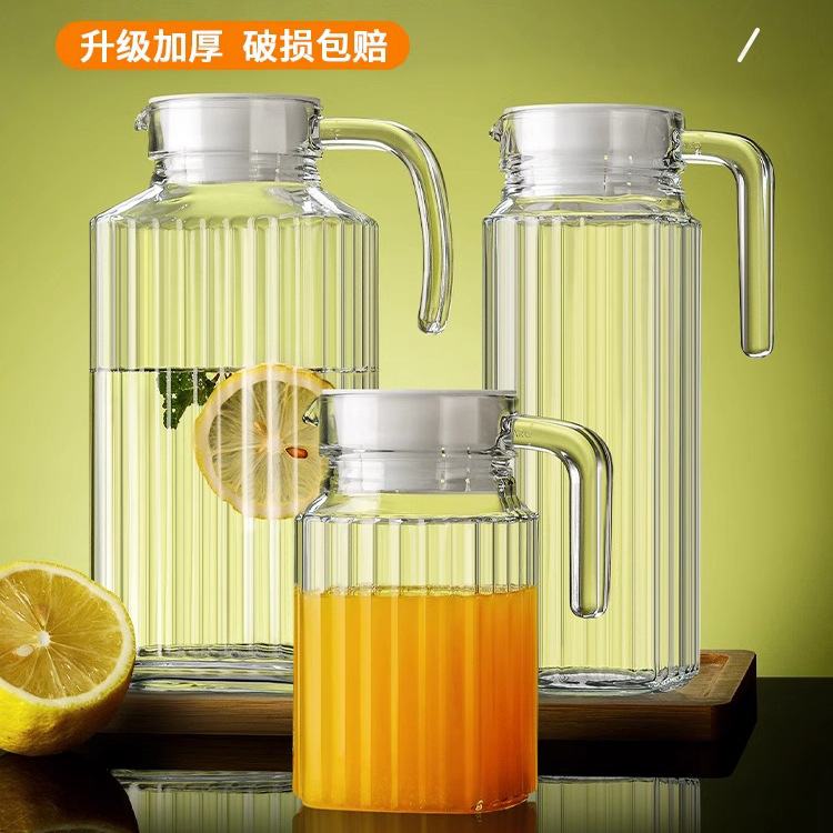 High-temperature resistant glass cold water bottle, large-capacity tea brewing, household strip pot, juice and beverage octagonal pot, tie pot cold water bottle Application Scenario