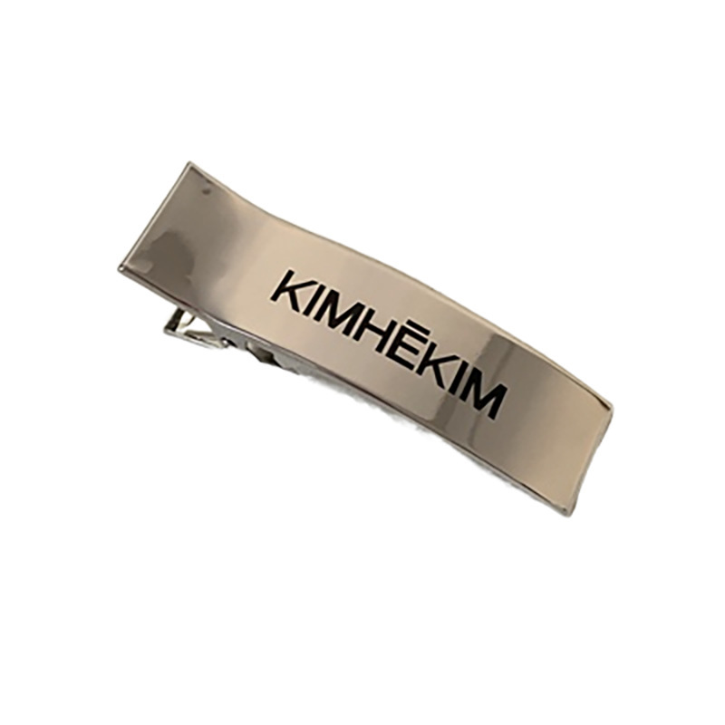 The same style hair clip as the Internet celebrity Mona, Kim letter side clip, silver metal bangs clip, ins large duckbill clip hair clip Item Picture
