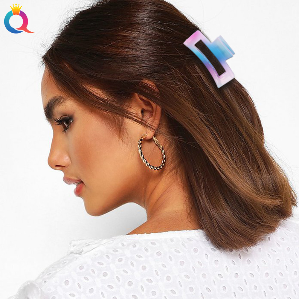 Qiyue Amazon headwear gradient color hair clips, colorful hair curls, hair grabbers, high-end shark clips, hair accessories for women wholesale Specification drawing