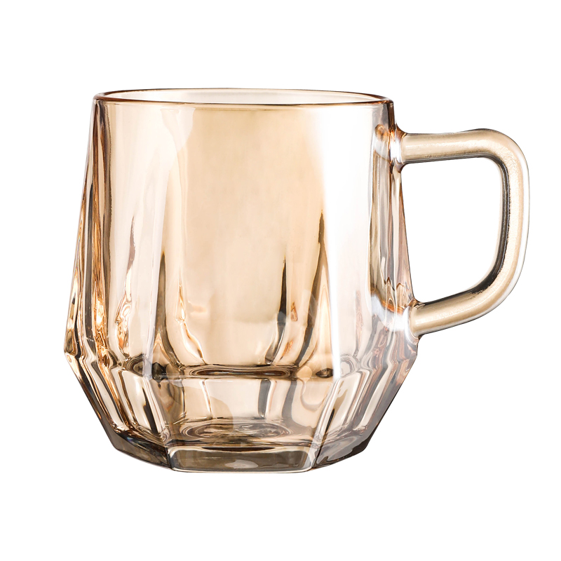 Creative glass cups with handles, household high-appearance-level drinking cups, commercial light luxury high-end coffee cups, beverage juice cups Item Picture