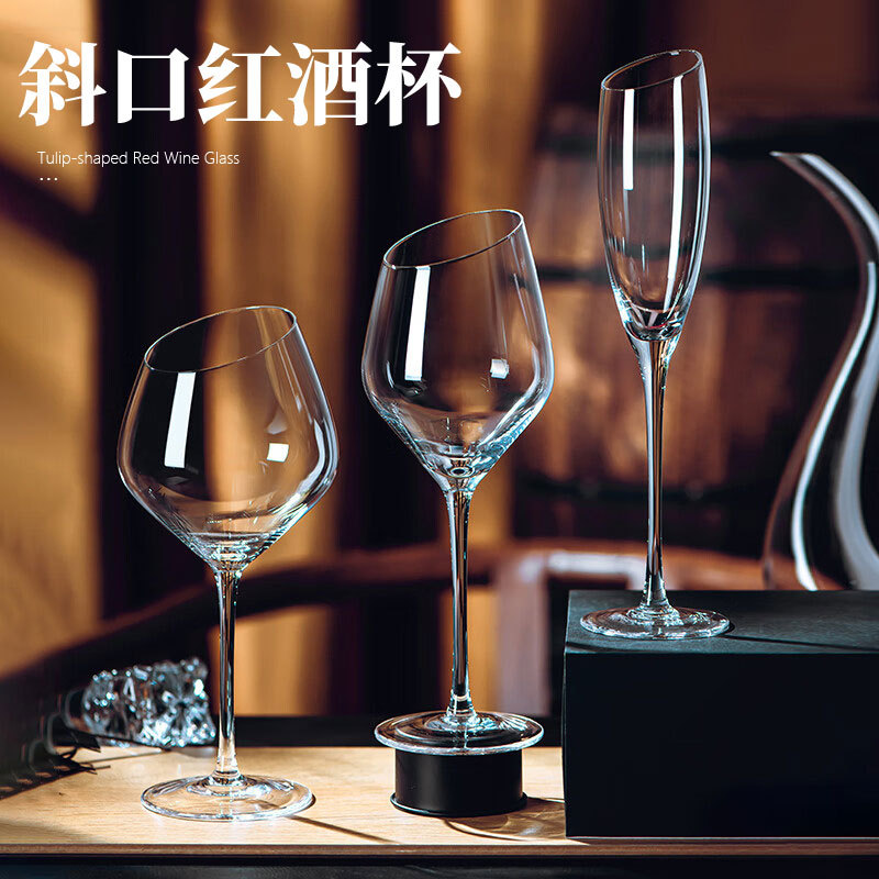 Creative beveled Burgundy wine glasses, high-end crystal glass goblets for home use, commercial wine glasses for hotels details Picture