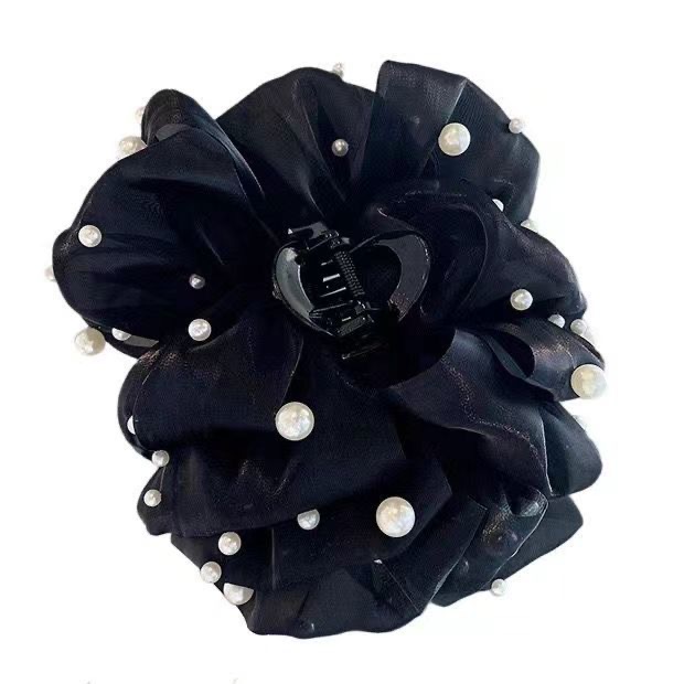 2024 New bubble mesh pearl claw clip for women, multi-layer bow, oversized shark clip at the back of the head Item Picture