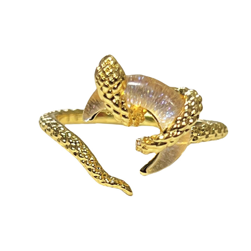 New Chinese-style snake-shaped retro open ring for the zodiac year, a fashionable, versatile, cool, light luxury and high-end ring for women Item Picture