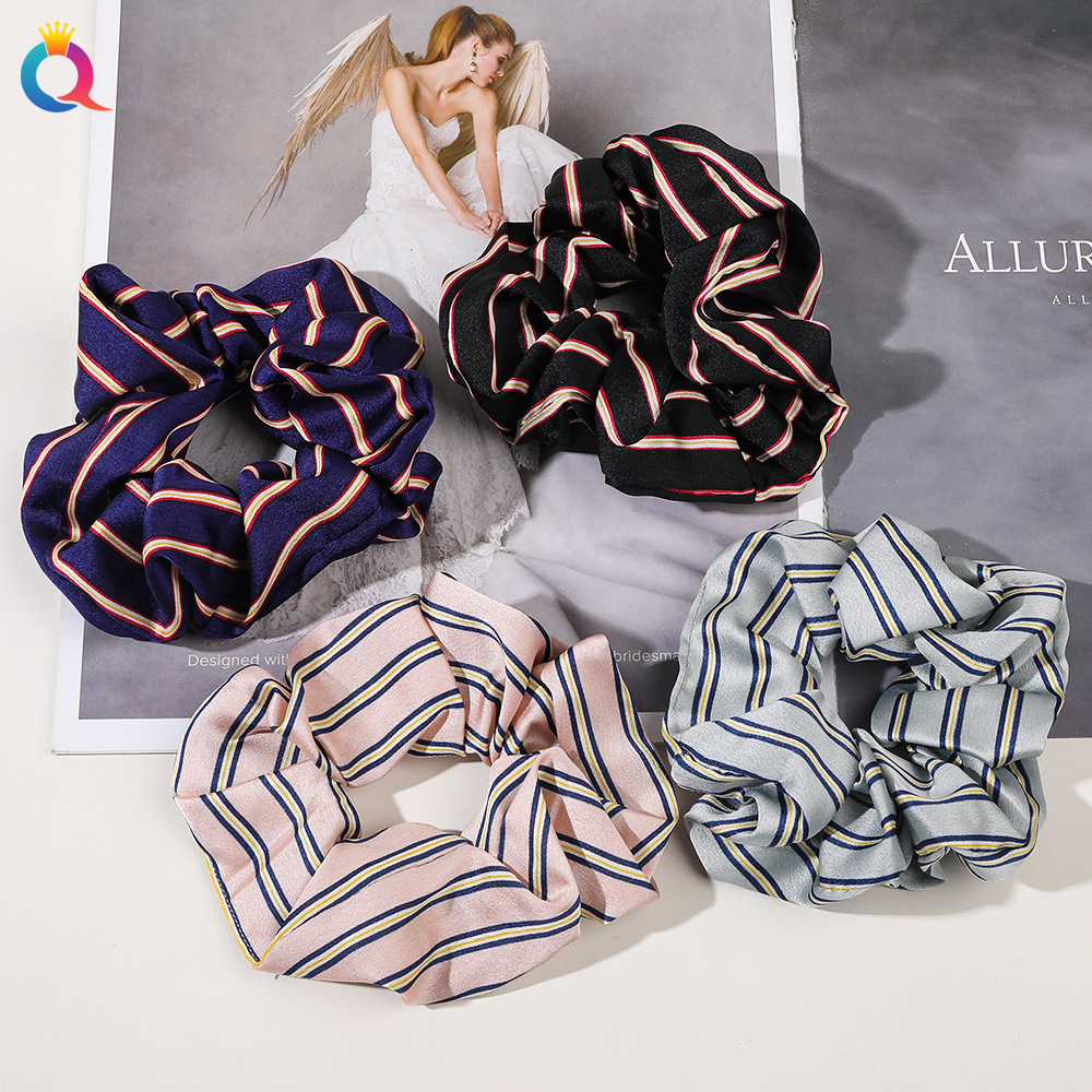Qiyue Cross-border Striped Large Intestine Hair Band, high-end hair tie, high-elasticity large Intestine hair band, wholesale full figure