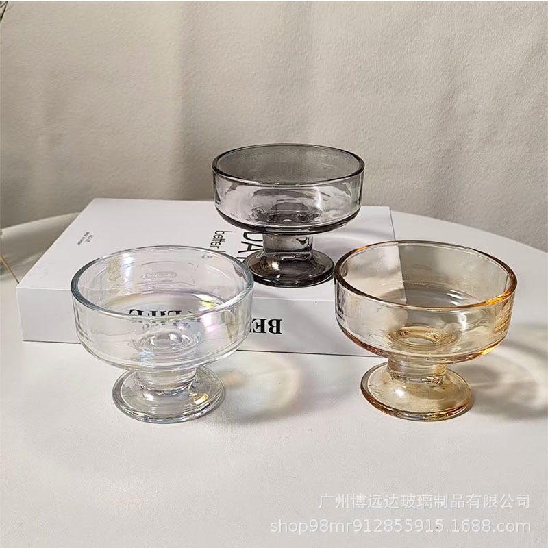 Ins-style ice cream ball cup, glass yogurt bowl, high-legged dessert bowl, high appearance level, ice cream milkshake pudding, mousse cup Specification drawing