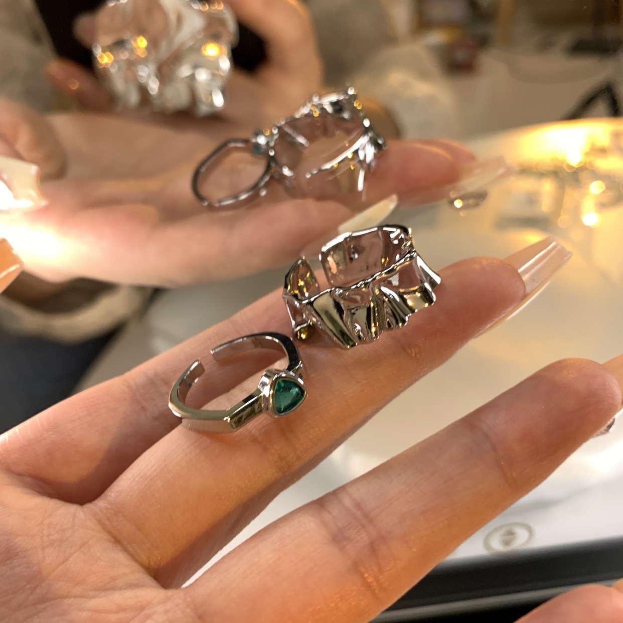 Irregular pleated texture open ring, women's high-end light luxury index finger ring, 2023 new trendy design ring full figure