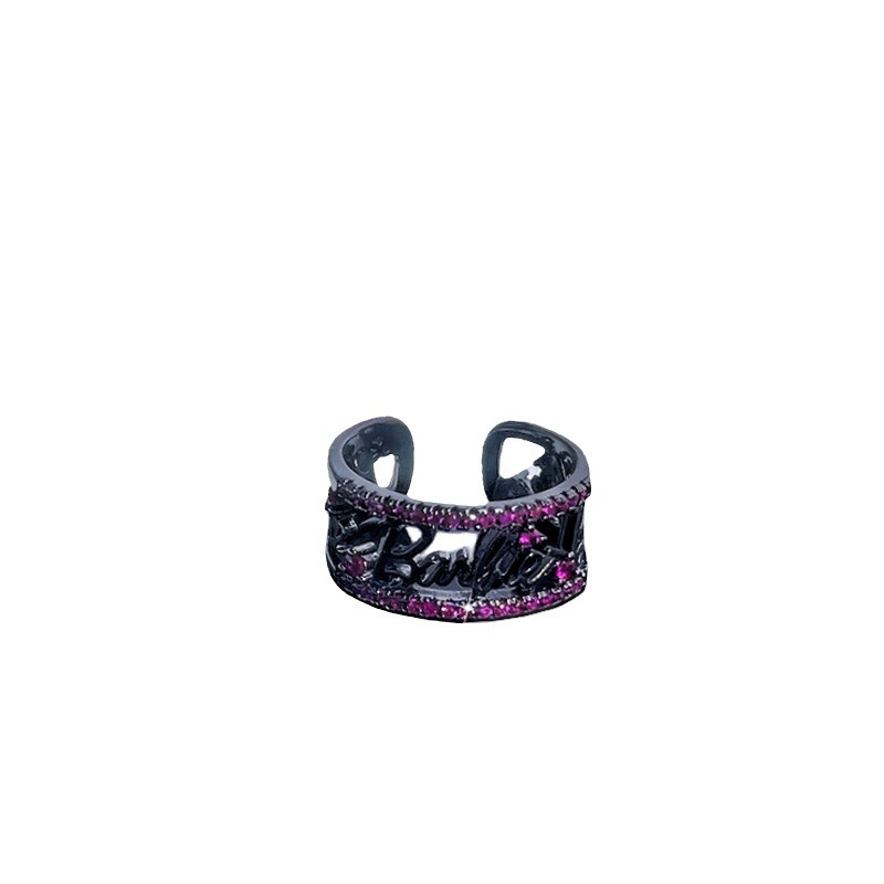 European and American dark punk retro set open ring, women's colored diamond zircon ins style, fashionable and versatile ring trend Item Picture