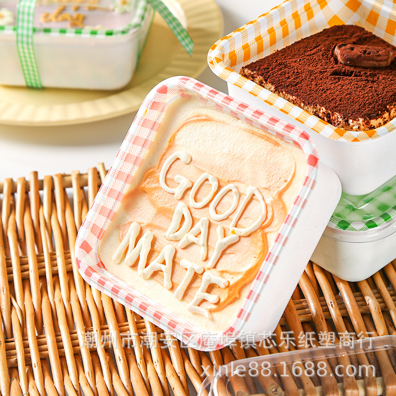 Japanese checkered bento box, tiramisu packaging box, multi-layer hand-painted cake box, macaron dessert packing box Specification drawing