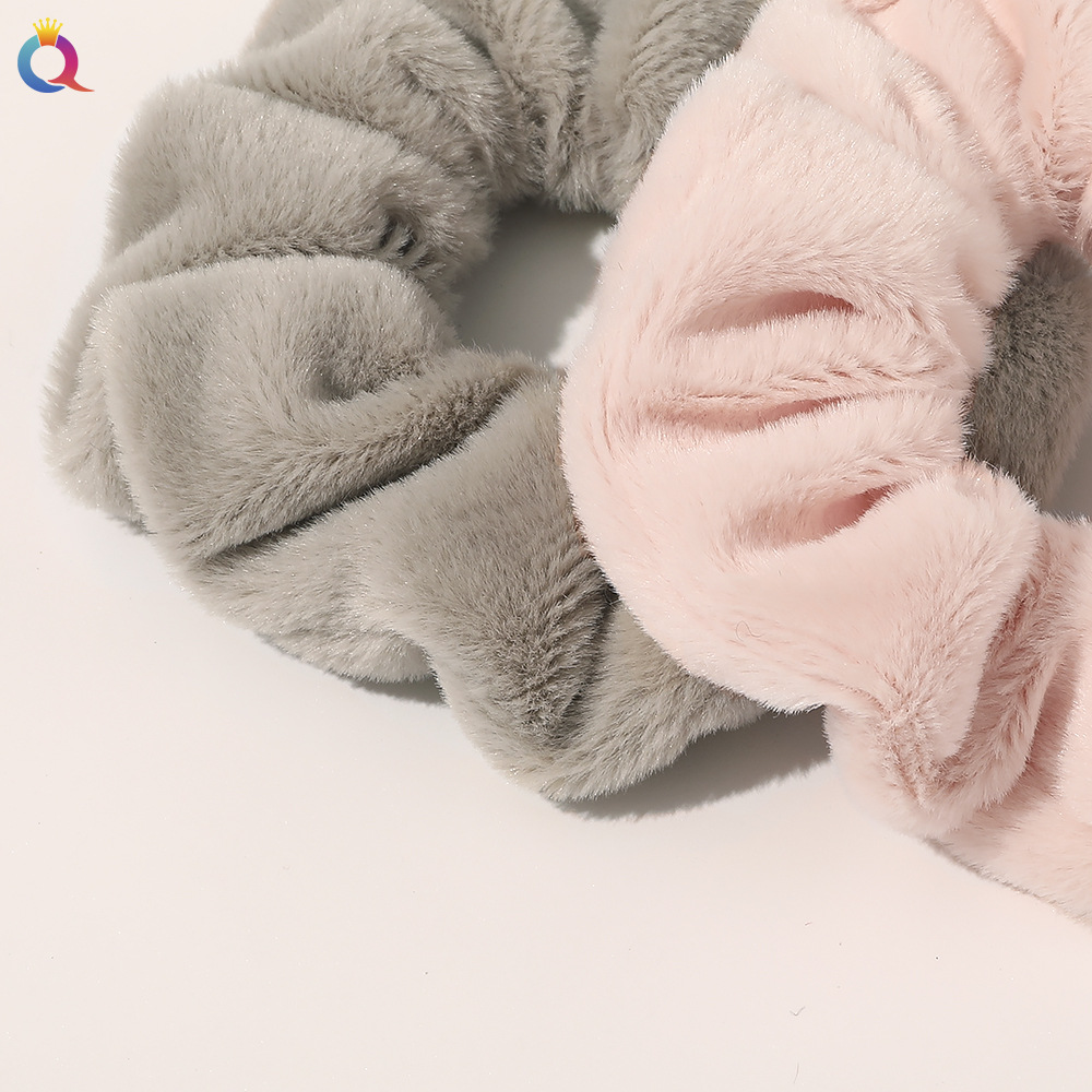 Qiyue Cross-border Rabbit plush hair band with a high-end feel, pig intestine hair band with a smooth texture, and large intestine hair band wholesale Specification drawing