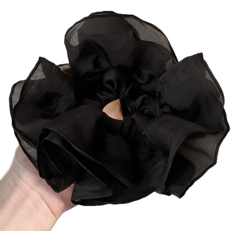 Extra-large lace large intestine hair band 2024 new style, elegant and stylish hair tie, hair tie with floral hair, high-end look for women, ponytail Item Picture