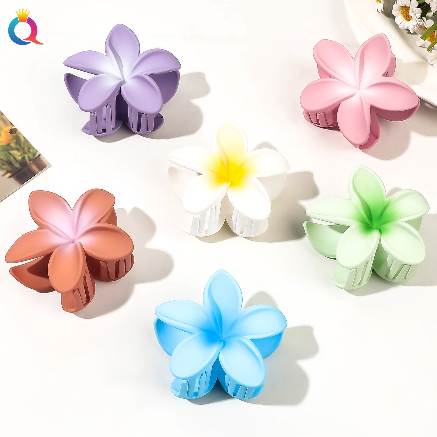 Qiyue Cross-border Flower Hairpin, matte hairpin, updo Shark Hairpin, high-end gradient Hairpin, women's hair accessory wholesale full figure