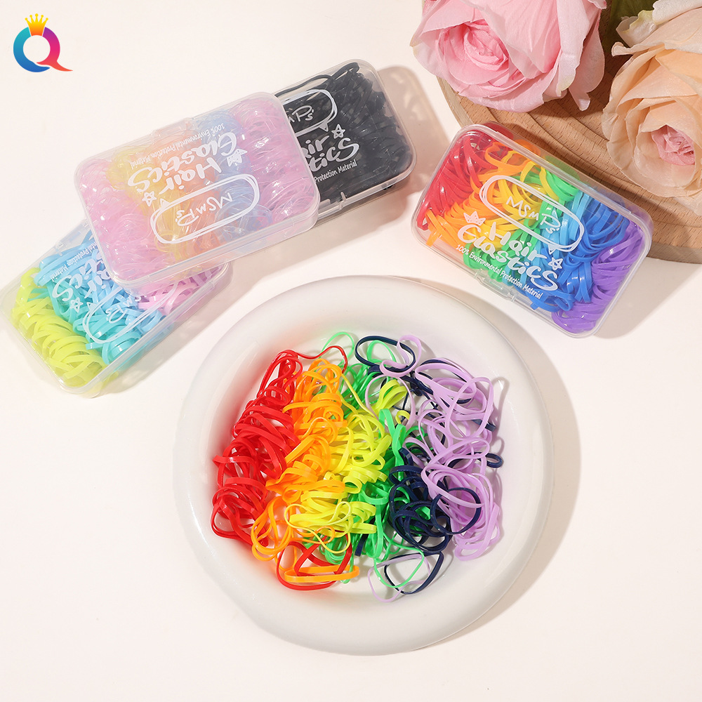 Qiyue Cross-border disposable rubber band high-elasticity hair tie, cartoon box braided hair tie, hair accessory for women wholesale details Picture