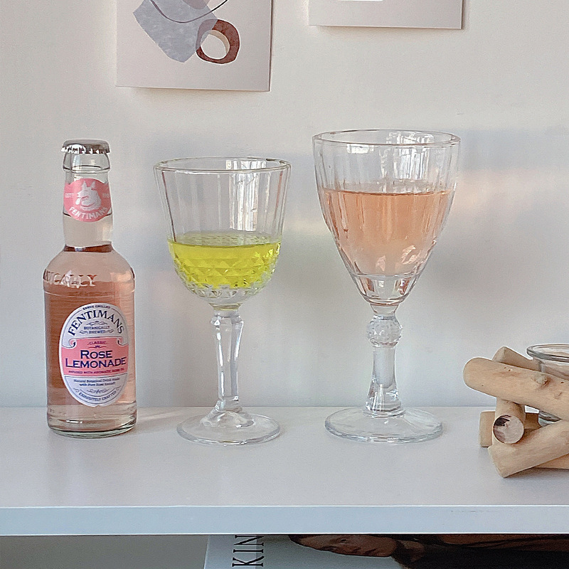 European-style household glass wine glass set, engraved champagne glass, whisky highball glass, wine glass details Picture