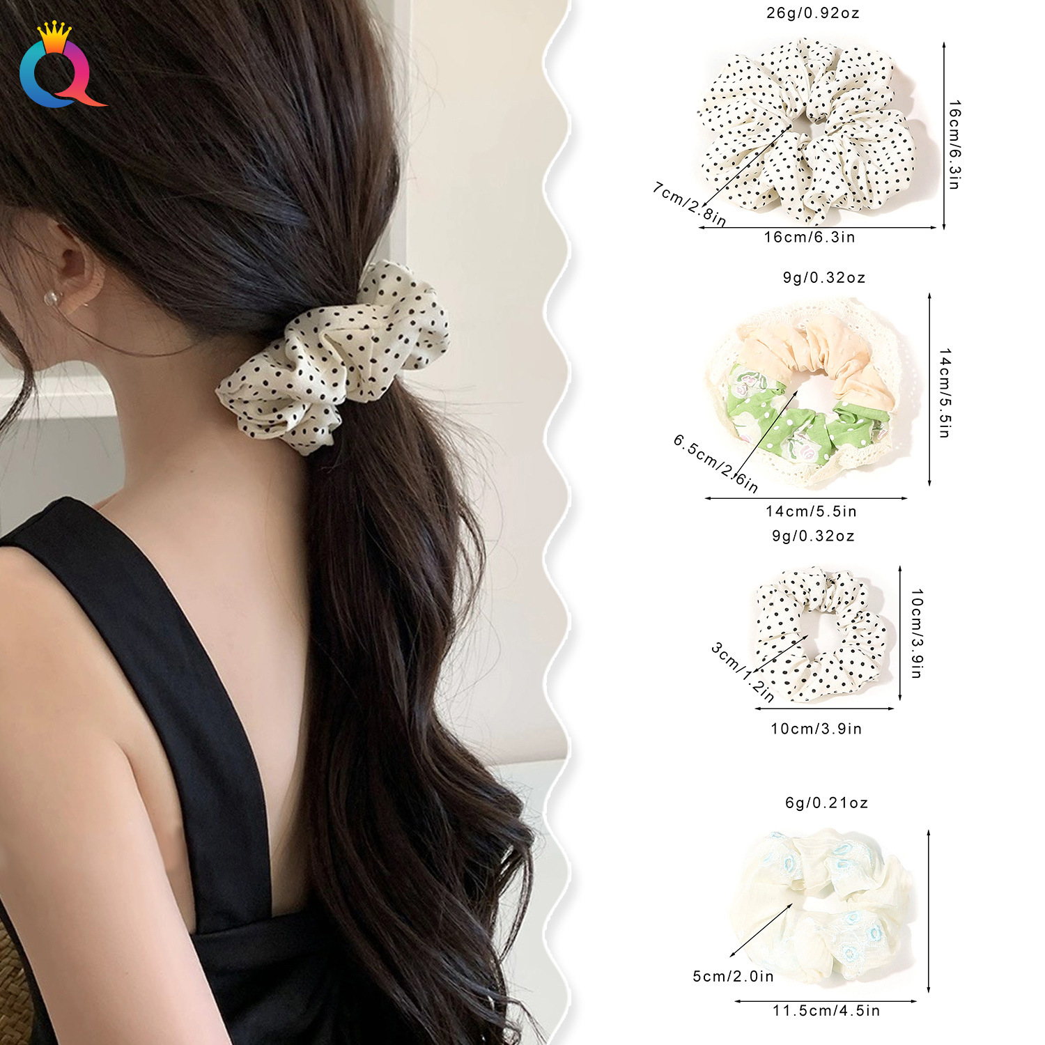 Qiyue Lace Flower Large Intestine Hair Band, high-elasticity large intestine hair band, high-end hair tie, hair tie, hair accessory wholesale details Picture