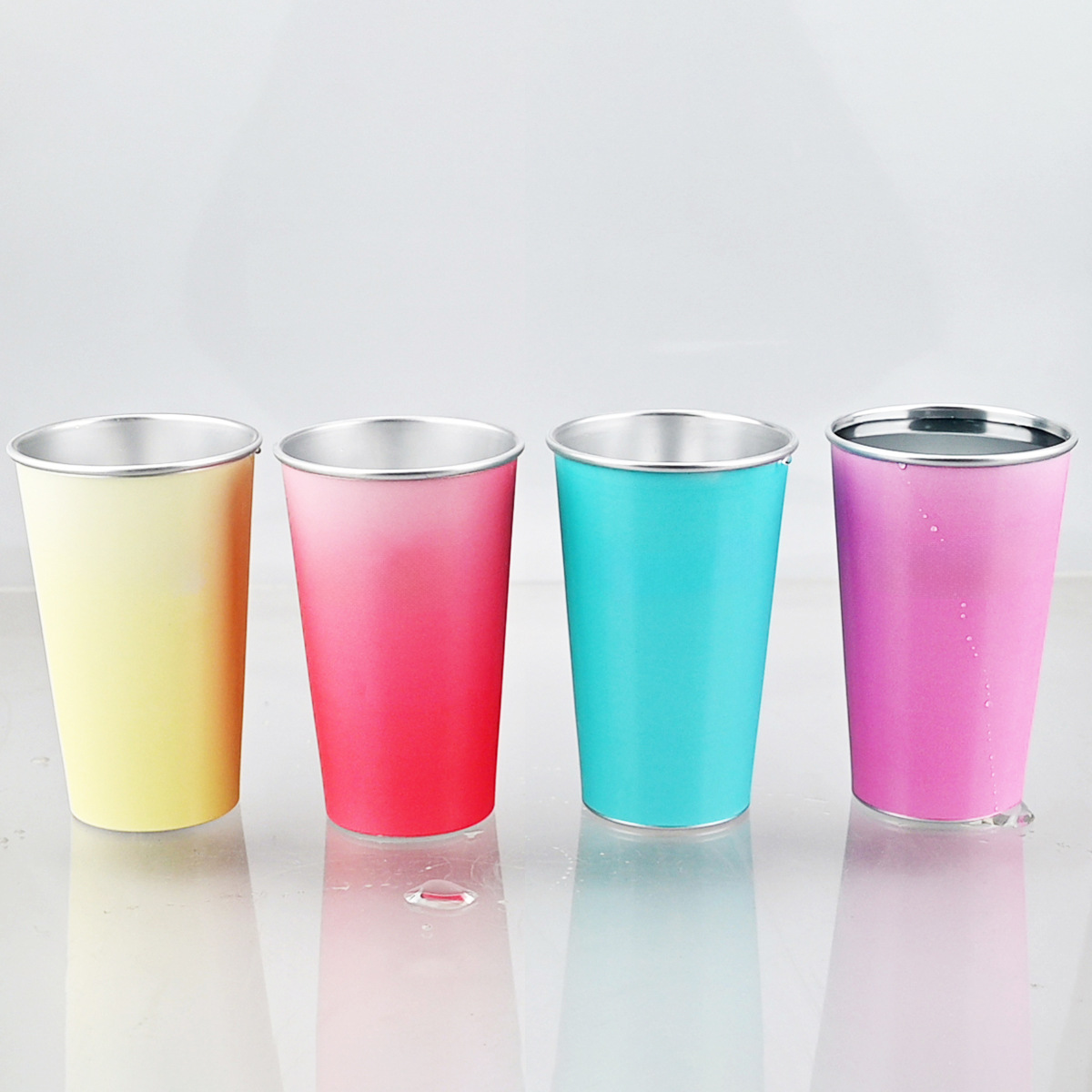 Aluminum cups with a gradient color when exposed to cold, cola, cold drinks, beer and water cups, metal cups, cross-border 470m outdoor portable aluminum cups details Picture