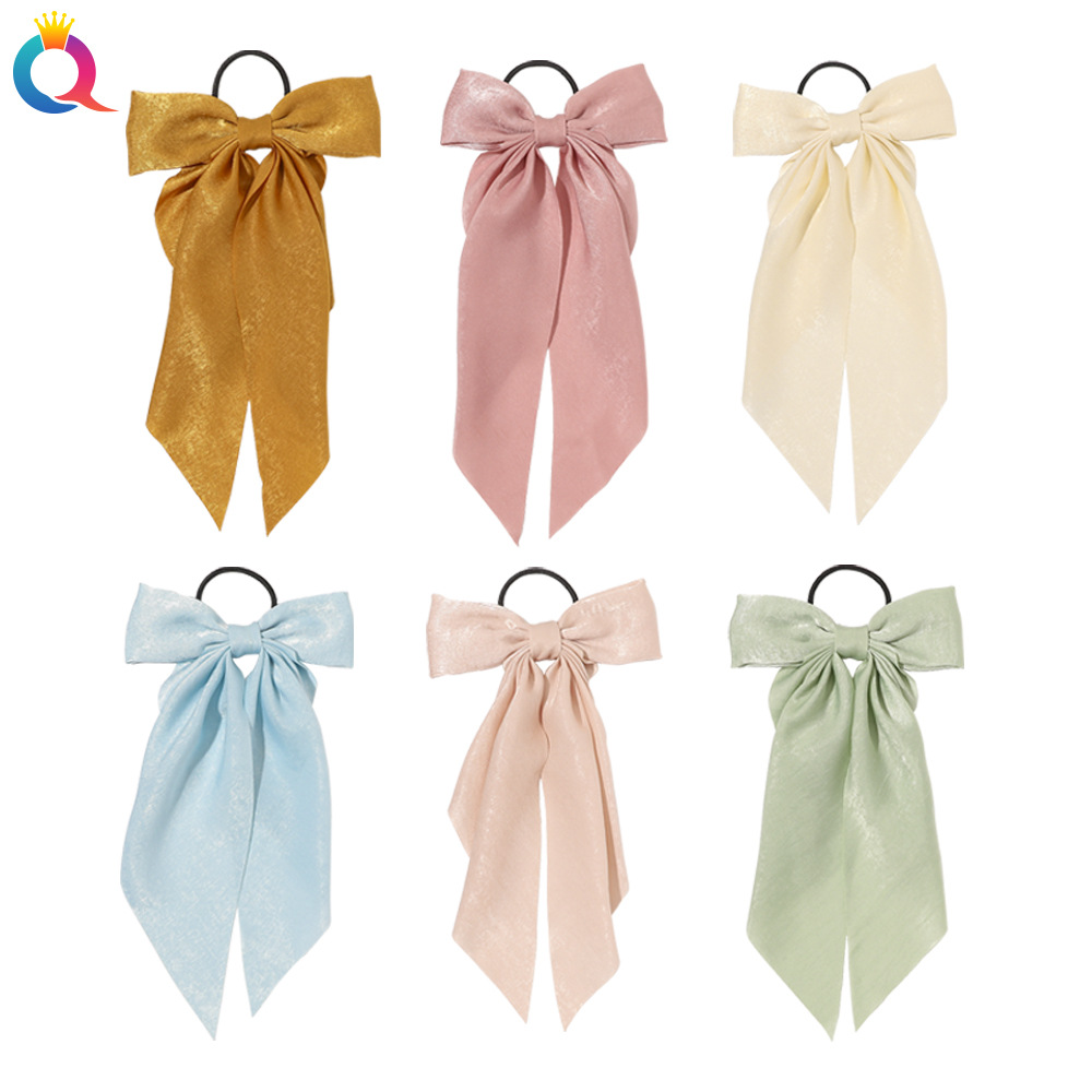 Qiyue Korean velvet bow leather band, simple solid color ribbon, elegant French hair tie, ponytail hair tie full figure