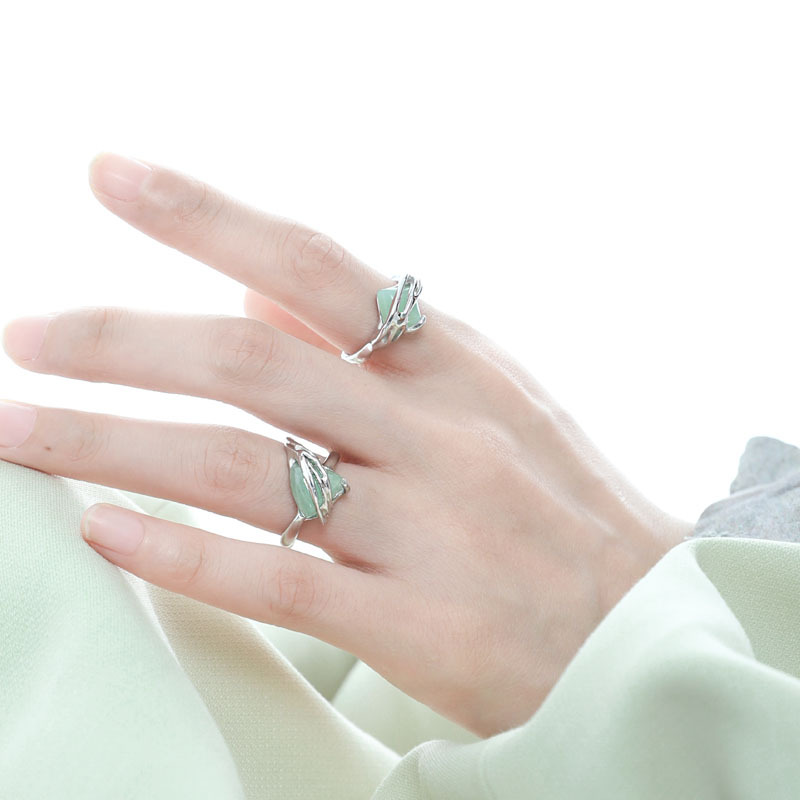 New Chinese-style national trend cold and niche design open ring, high-end and individual jade ins ring, with a touch of light luxury full figure