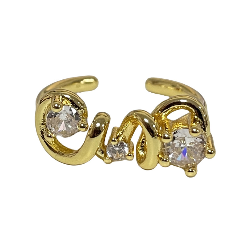 European and American ins simple double-layer butterfly opening ring for women with micro-settings, retro style, high-end sense, fashionable and individual ring Item Picture
