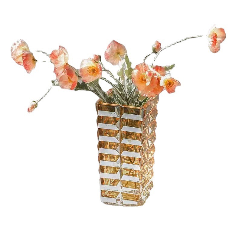 Plant glacier decorative container glass vase, transparent water-growing vase, luxurious living room entrance flower arrangement vase Item Picture