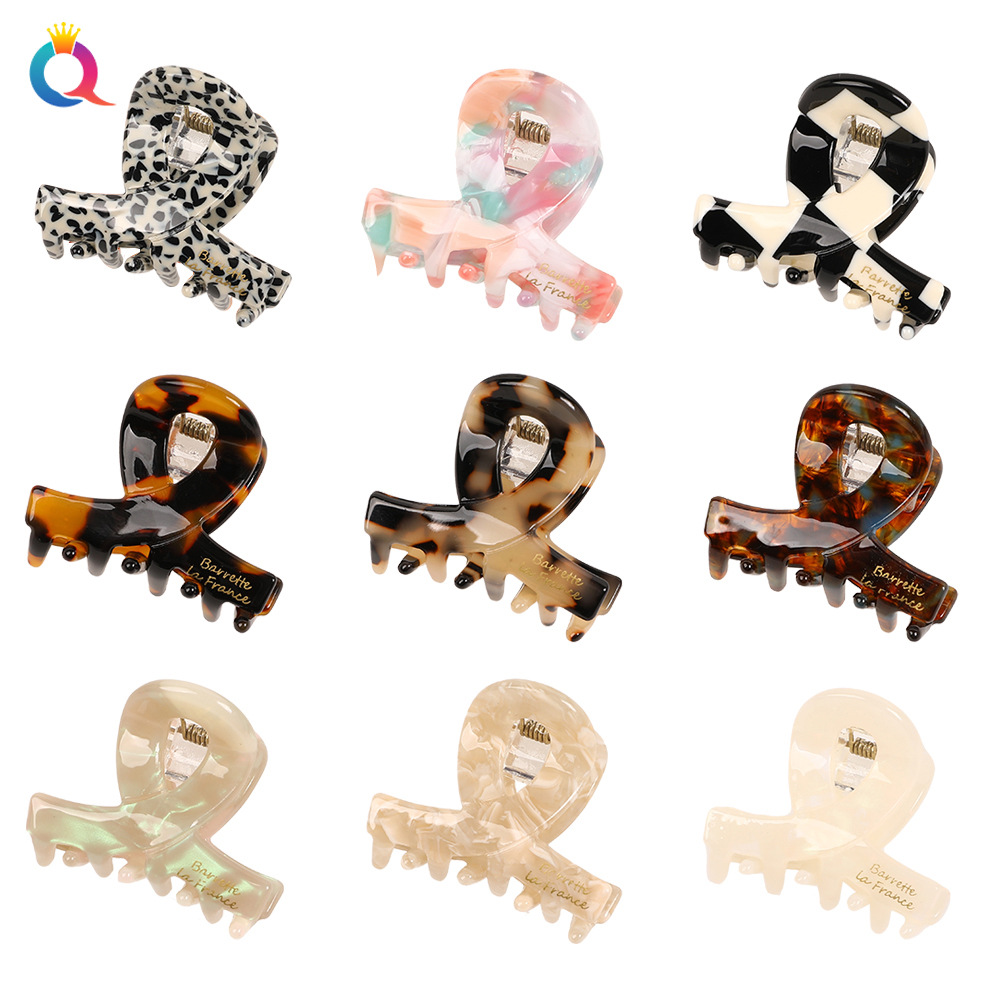 Wholesale of Qiyue Korean version acetate Mini hair clips, ins gold label hair clips, mini stylish bangs clips, side hair clips details Picture