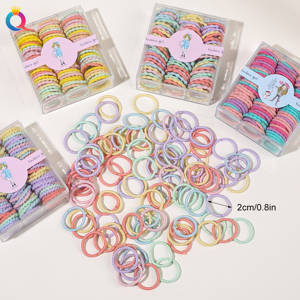 Qiyue Cross-border box-packed hair ties, hair bands, high-elasticity rubber bands, girls' and children's hair ties, headwear and hair accessories wholesale details Picture