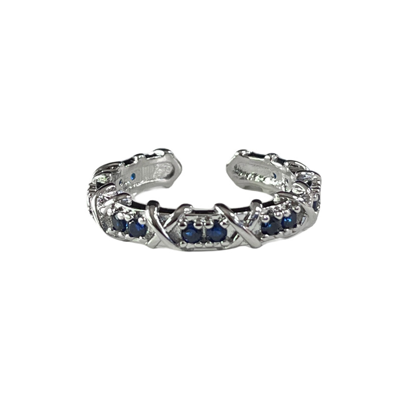 A light luxury and fashionable multi-color inlaid cross-opening ring for women on Instagram, with a cold and elegant style, a niche and high-end look Item Picture